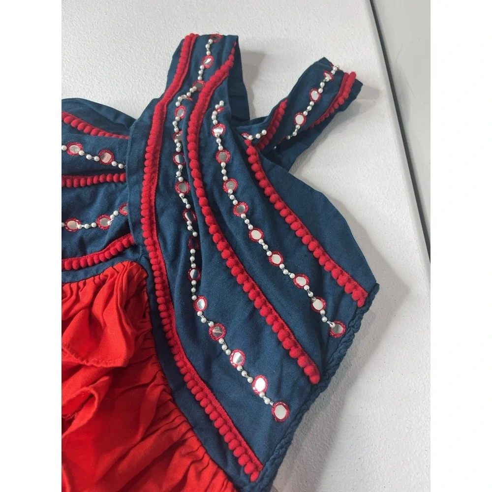 Little Muffet Girls‎ Two Piece Outfit Flowy Dance Event Navy Red Sz 8-9 Boutique